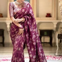 Aman's Impero Ethnic Motifs Zari Art Silk Heavy Work Banarasi Saree image 4