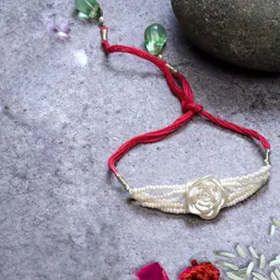 DUGRISTYLE Pearls Beaded Thread Rakhi With Roli And Chawal-picture-54