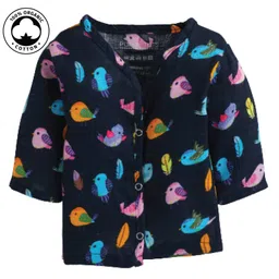 Polka Tots Full Sleeves Bird Printed Vest - Navy Blue-picture-13