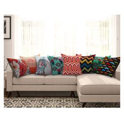 SEJ by Nisha Gupta Abstract Premium 16 by 16 Cushion Covers Set of 8 - Multicolor-picture-24