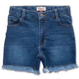JusCubs Fringe Bottom Denim Solid Shorts - Blue-picture-10