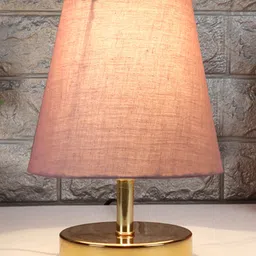 Devansh Grey cotton Round Metal Gold Table Lamp-picture-36