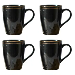 Femora Black Gold Series Ceramic Coffee Mug Set Of 4 - 360 ml-picture-49