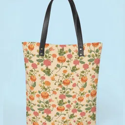 Kalankit Stylish Tote Bag For Everyday Use | Lightweight Printed Tote Bag | Large Tote Bags For Women | beige | floral-image-50