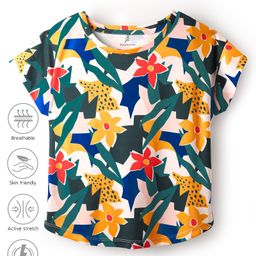 Pine Active Half Sleeves T-Shirt With Floral Print - Yellow-picture-4