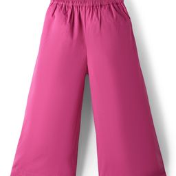 kookie kids india Kookie Kids Poplin Woven Full Length Solid Wide Leg Pant With Pockets & Elasticated Waist - Fuchsia-picture-34