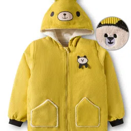 Mark & Mia Full Sleeves Hoodie With Bear Ear Applique & Pocket - Yellow-picture-12