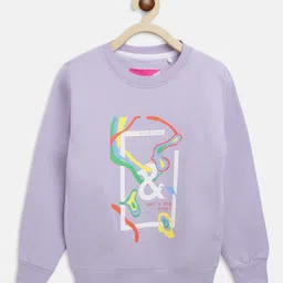 Tales & Stories Cotton Knit Full Sleeves Brand Logo Printed Light Winter Sweatshirt - Lilac-picture-28