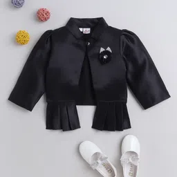 The Magic Wand Woven Full Sleeves Floral Applique Detailed Jacket - Black-picture-13