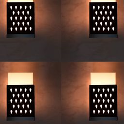 Gojeeva Black 4 Pieces Wooden Square Shaped Wall Lamps-picture-46