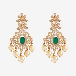 Kushal's Fashion Jewellery Gold Plated Cubic Zirconia Drop Earrings image 2