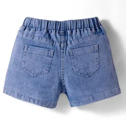 kookie kids india Kookie Kids Solid Denim Shorts With Elasticated Waist & Pockets - Light Blue image 2