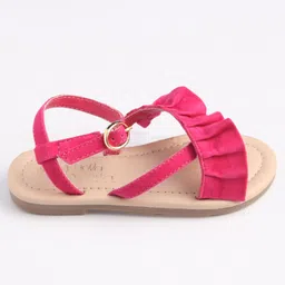 Hola Bonita Party Wear Sandals With Buckle Closure Solid Colour - Pink image 3