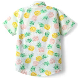 Dapper Dudes Half Sleeves Pineapple Printed & Textured Shirt With Attached Tee - Green image 3