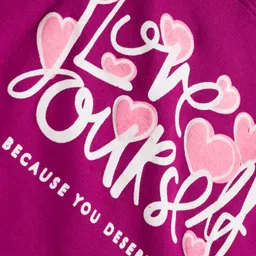 Tango Fleece Knit Full Sleeves Sweatshirt with Text Graphic - Purple image 3