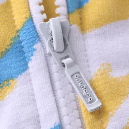 Babyhug Knit Full Sleeves Front-Open Printed Sweatjacket With Hood - White image 4