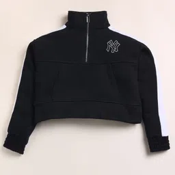 Little Marine Cotton Blend Knit Full Sleeves NY Text Printed Top With Pant Set - Black & White image 5