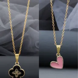 Birado Jewellery Set Of 2 Stainless Steel Gold-Plated Pendants With Chains-image-79