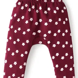 Babyhug Cotton Knit Full Length Diaper Leggings with Floral Print & Polka Dots Pack of 3 - Pink Brown & Lavender image 5