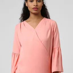 Harpa Women Pink Solid Wrap Top-picture-28