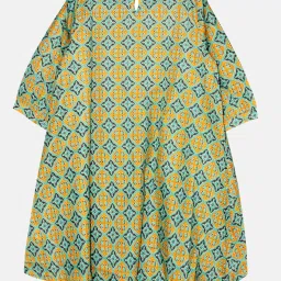 Kiddopanti Kids Mustard & Blue Printed Kurta image 2