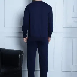 Vimal Jonney Navy Regular Fit Printed Sweatshirt & Trackpants Set image 2