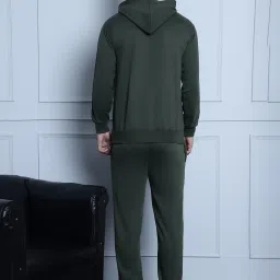 Vimal Jonney Olive Regular Fit Hooded Sweatshirt & Trackpants Set image 2