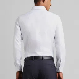 Peter England Elite White Cotton Slim Fit Self Pattern Shirt image 2