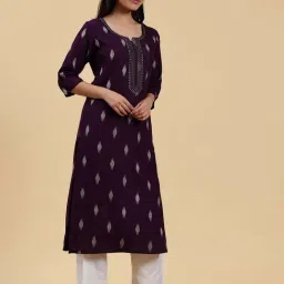 Libas Purple Embroidered Straight Kurta image 3