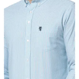 Red Tape Blue Cotton Regular Fit Striped Shirt image 4