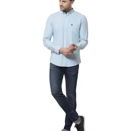 Red Tape Blue Cotton Regular Fit Striped Shirt image 5