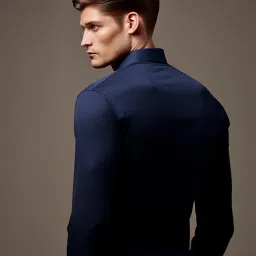 HE SPOKE Navy Tailored Fit Shirt image 2