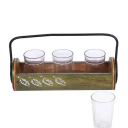 Aapno Rajasthan Basic Green & Transparent Wood Container image 3