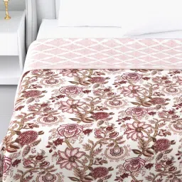 Living Roots Floral Beige & Brown 210 TC Cotton Queen Dohar image 2