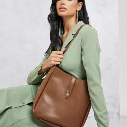 Styli Brown Solid Hobo Shoulder Handbag image 1