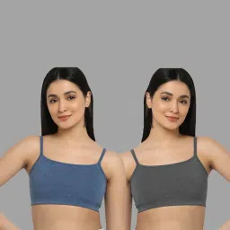 AROUSY Blue & Grey Cotton Beginner's Bras - Pack Of 2 image 1