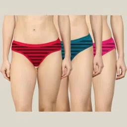 AROUSY Red & Green Printed Bikini Panties - Pack Of 3 image 1