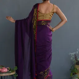 Suta Purple Cotton Woven Saree Without Blouse image 2