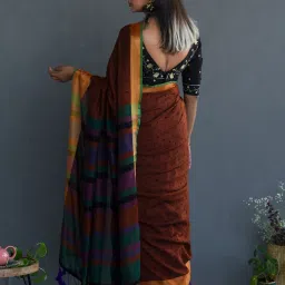 Suta Brown Cotton Printed Saree Without Blouse image 2