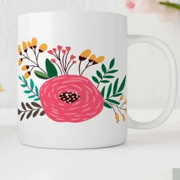 Nestroots White & Pink Stoneware Floral Fusion Coffee Mug (0.325 L) image 1