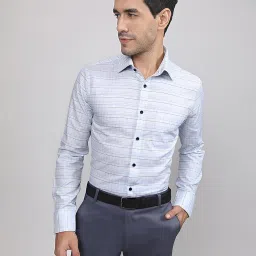 Louis Stitch Blue Cotton Regular Fit Striped Shirt image 1