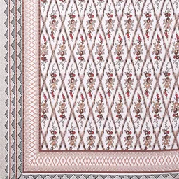 JEEVAT Off White Floral 220 TC King Bedsheet with 2 Pillow Covers image 2