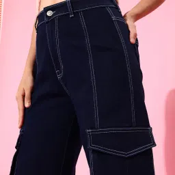 DOLCE CRUDO Blue Flared Fit High Rise Jeans image 5