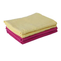 kopa BIANCA LORENA Set Of 4 Yellow & Pink Solid 300 GSM Cotton Quick-Dry One Side Terry Towels image 4