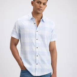 Pepe Jeans Blue Cotton Regular Fit Checks Shirt image 1