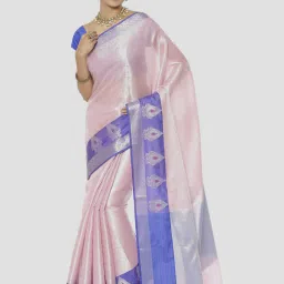 Banarasi Silk Works Pink Woven Saree With Unstitched Blouse image 1