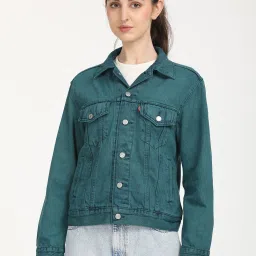 Levi's Green Cotton Solid Jacket image 1