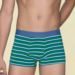 XYXX Amazon Green Slim Fit Striped Trunks image 1