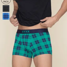 XYXX Multicolored Regular Fit Checks Trunks - Pack Of 3 image 1