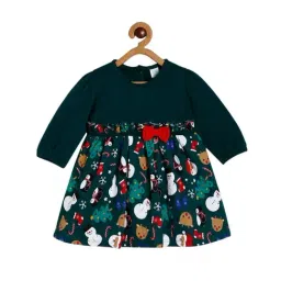 MINIKLUB Kids Green Cotton Printed Full Sleeves Dress-picture-30